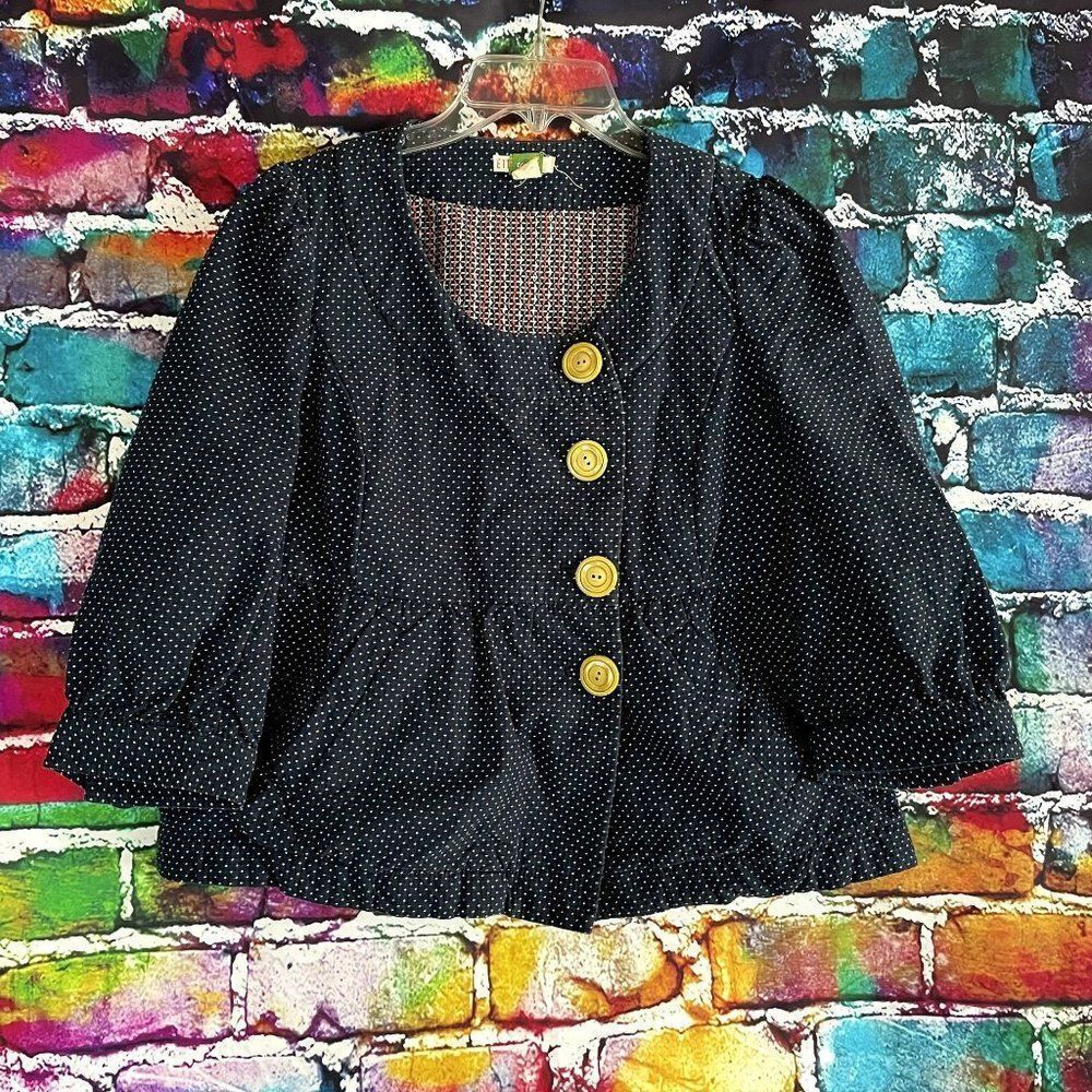 ETT Twa Anthropologie  Polka Dot Button Front Jacket Size 8